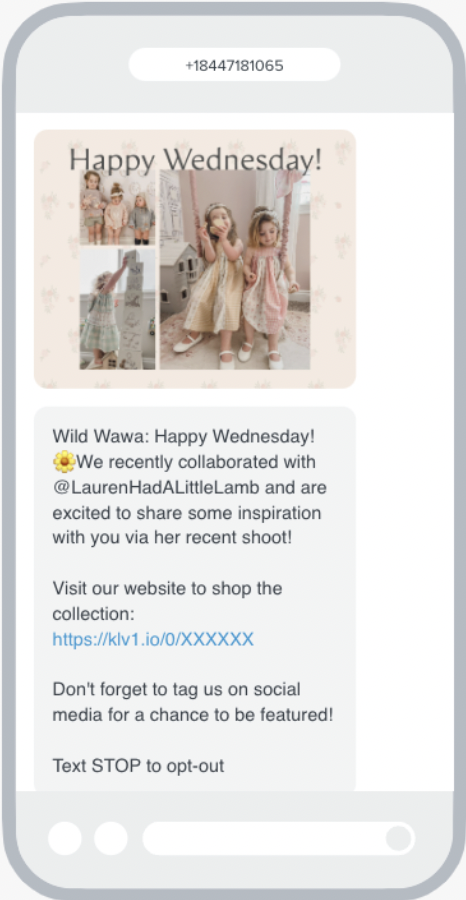 SMS marketing message for Wild Wawa